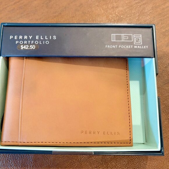 Perry EllisTan Leather Money Clip Wallet - Picture 4 of 6